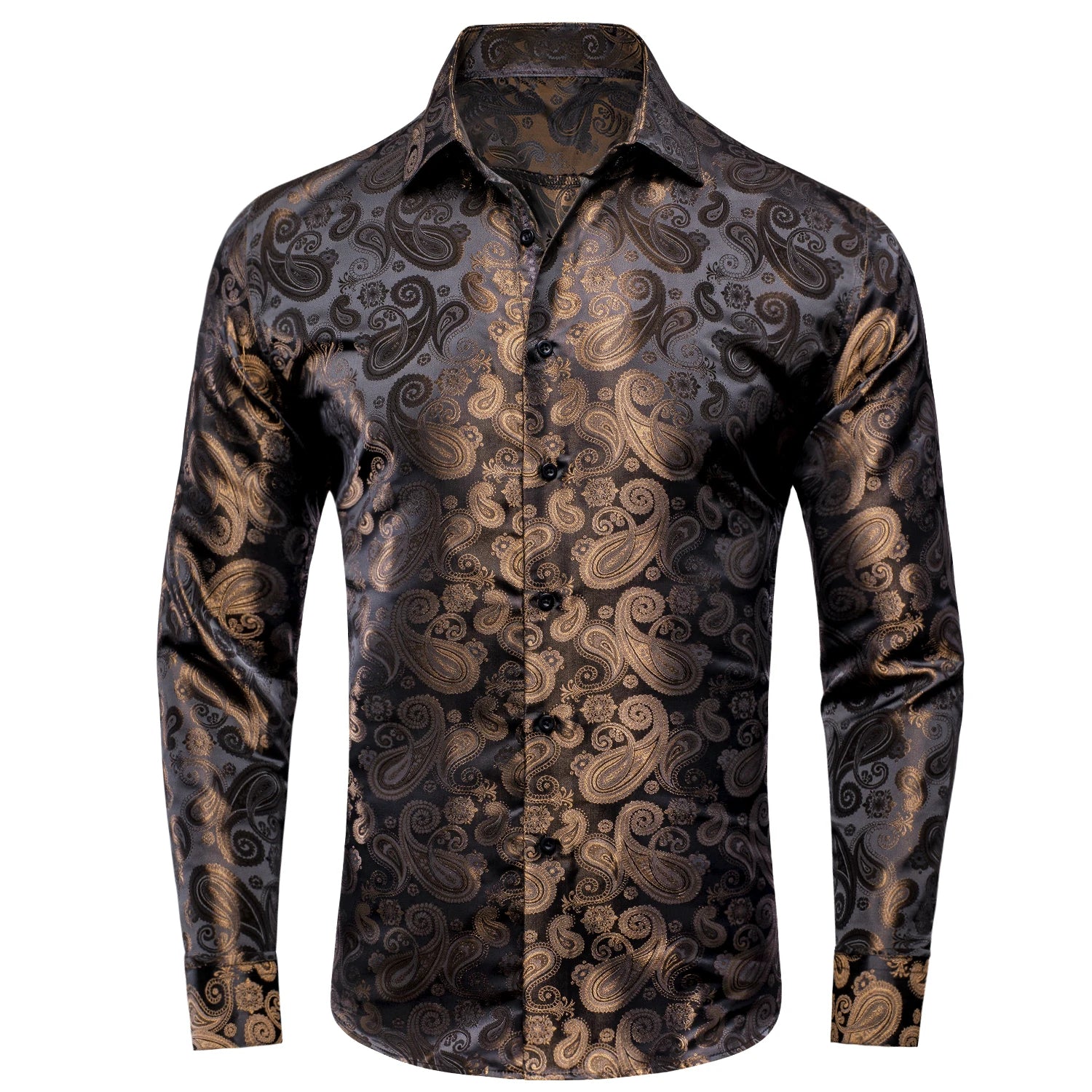 Hi-Tie Jacquard Paisley Mens Dress Shirts Long Sleeve Lapel Suit Shirt Casual Formal Blouse 10 Colors Wedding Business Party Qme CY-1096 S