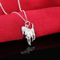 Fashion brand 925 Sterling Silver Necklace For Women luxury Wedding Jewelry elegant horse pendants chain neckalce Qme 45CM 18inch