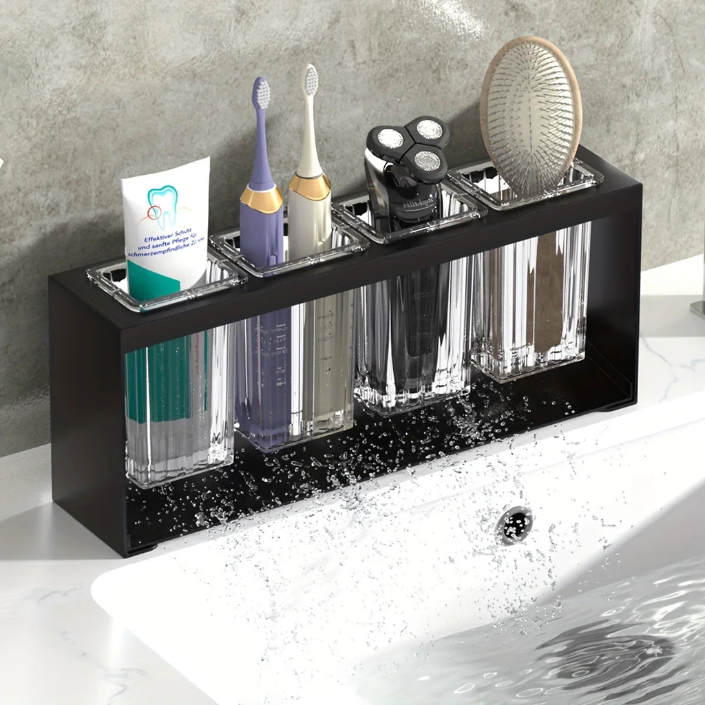 Fashionable multi-functional bathroom storage device with drainage function - electric toothbrush and toothpaste holder Qme