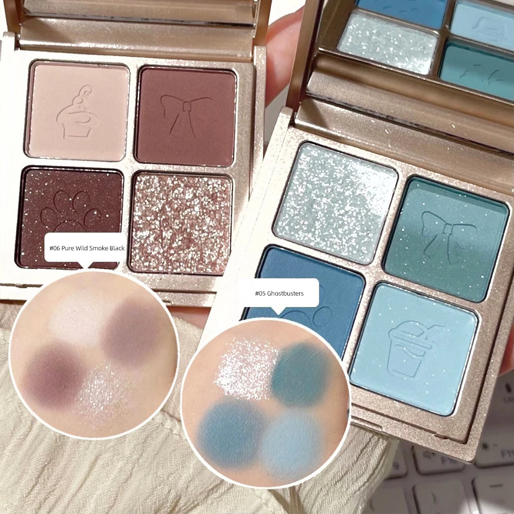 ART VALUE 4 Colors Eyeshadow Palette Glitter Pearly Eye Shadow Nude Long Lasting Charming Eyes Make Up Palette Cosmetics Qme
