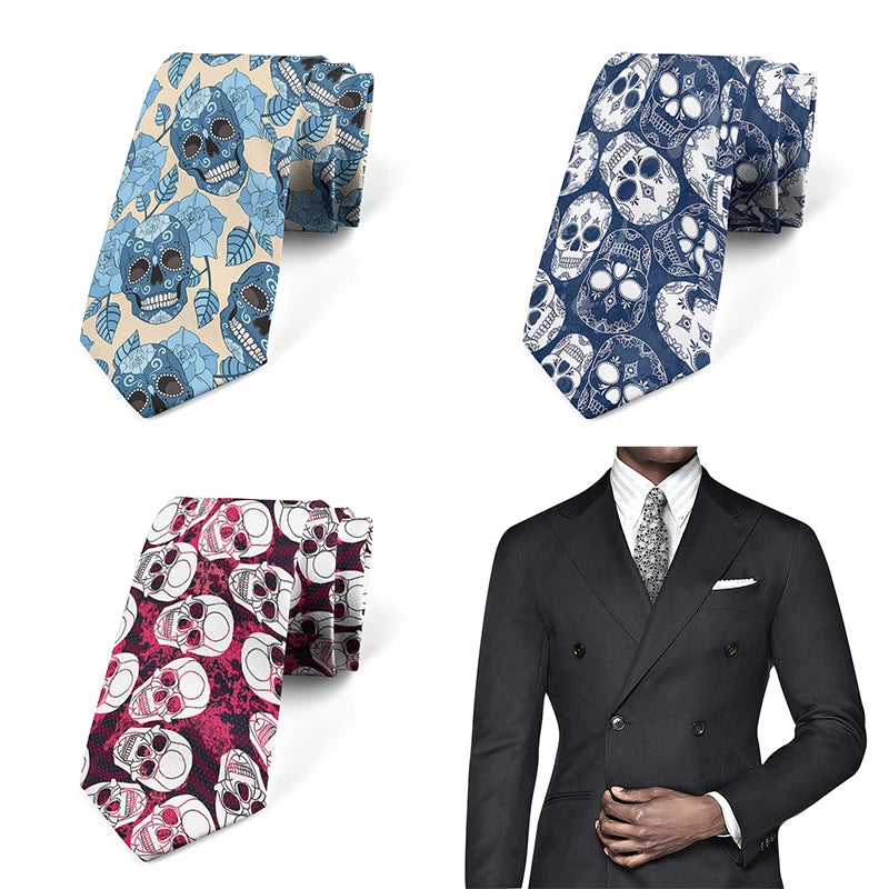 Funny Cartoon Skeleton 3D Printed Tie Unisex Fashion Business Qme