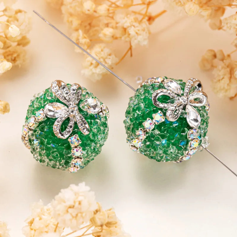 1PCS 16mm Rhinestone Ball Beads Moon Star Flower Loose Spacer Beads for Jewelry Making DIY Craft Supplies Christmas Decoration Qme 9