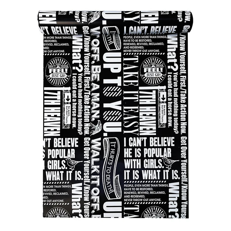 Vintage Newspaper Self Adhesive Wallpaper Vinyl Peel Stick Contact Qme Black English 10mx45cm
