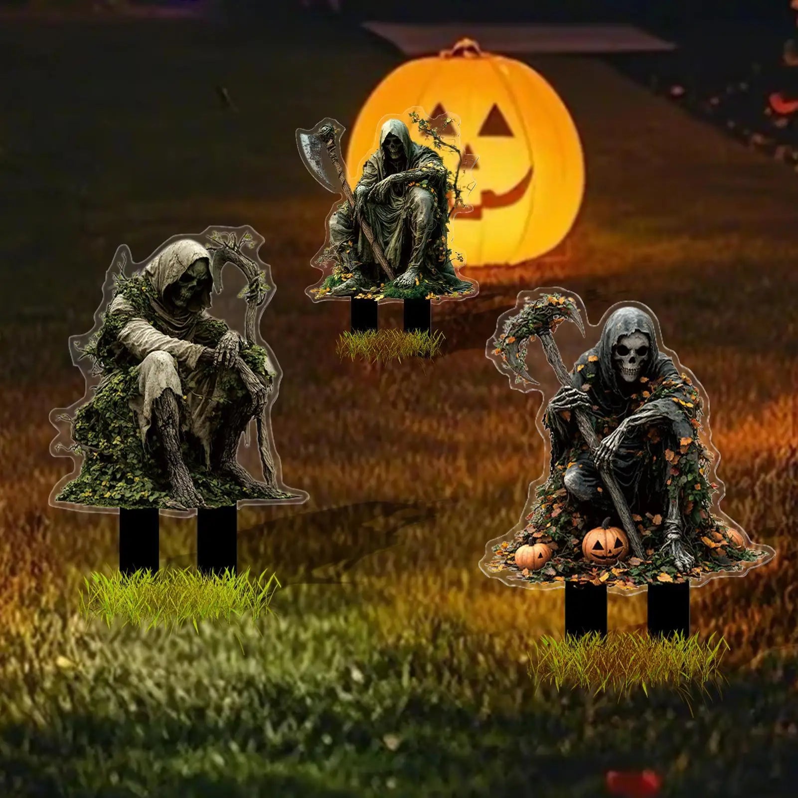 Halloween Yard Stakes Decorative Garden Stakes For Halloween Decor 2D Acrylic Scary Outside Decor Signs For Porch Patio Backyard Qme