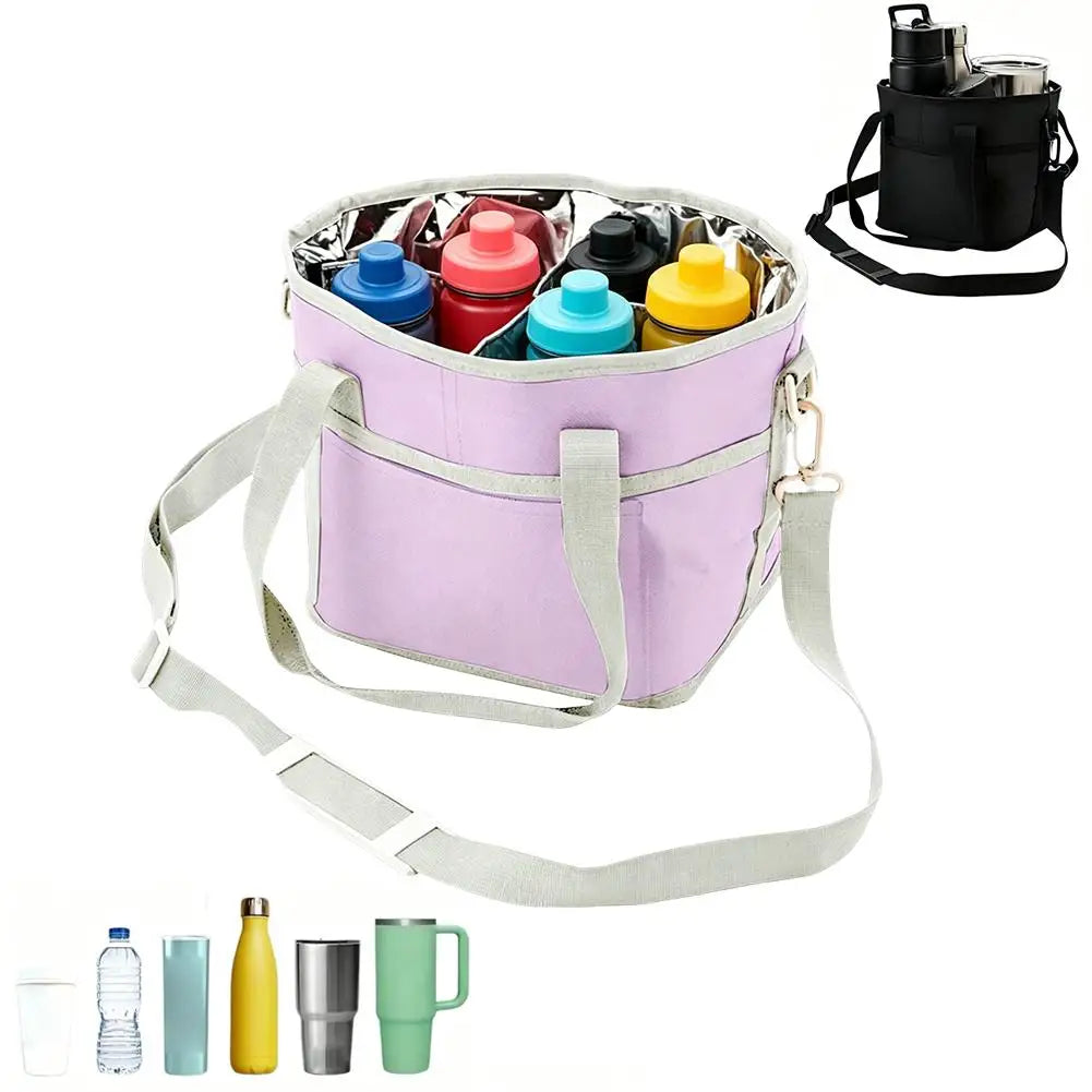Bottle Carrier Bag Car Drink Multiple Tumbler Caddy Large Capacity Qme Purple