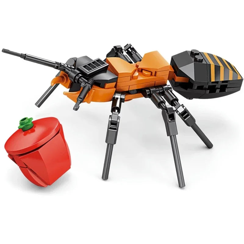 Creative Building Blocks Insect Model Bee Dragonfly Ant Mantis Children's Assembled Toys Interesting Animal Ornaments Gifts Kids Qme Ant-91pcs Opp bag