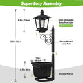 2-in-1 Solar Planter Lamp Waterproof IP54 Vintage Solar Porch Light Auto On/off Sensor Front Porch Decor (No Flowers Included) Qme 1PCS