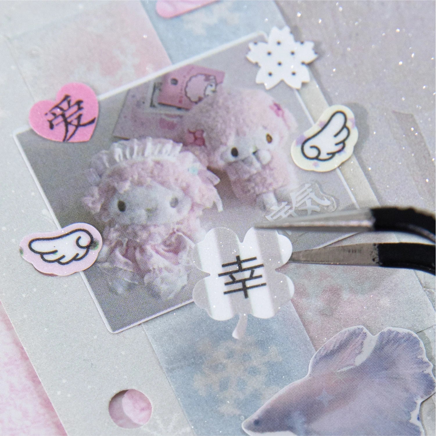 1Roll Kawaii Cute Style Glitter Die-Cut Synthetic Paper Tape for DIY Scrapbooking Collage Material Phone Case Notebook Decoratio Qme