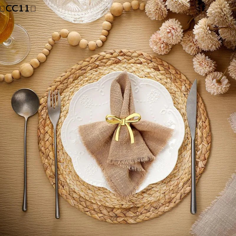 Gold Bow Napkin Ring Reusable Holder Suitable Valentine's Day Parties Qme