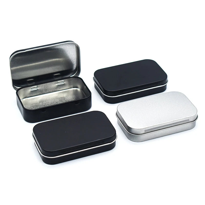 Bins Jar Hinged Containers Small Organizer Storage Box Metal Qme
