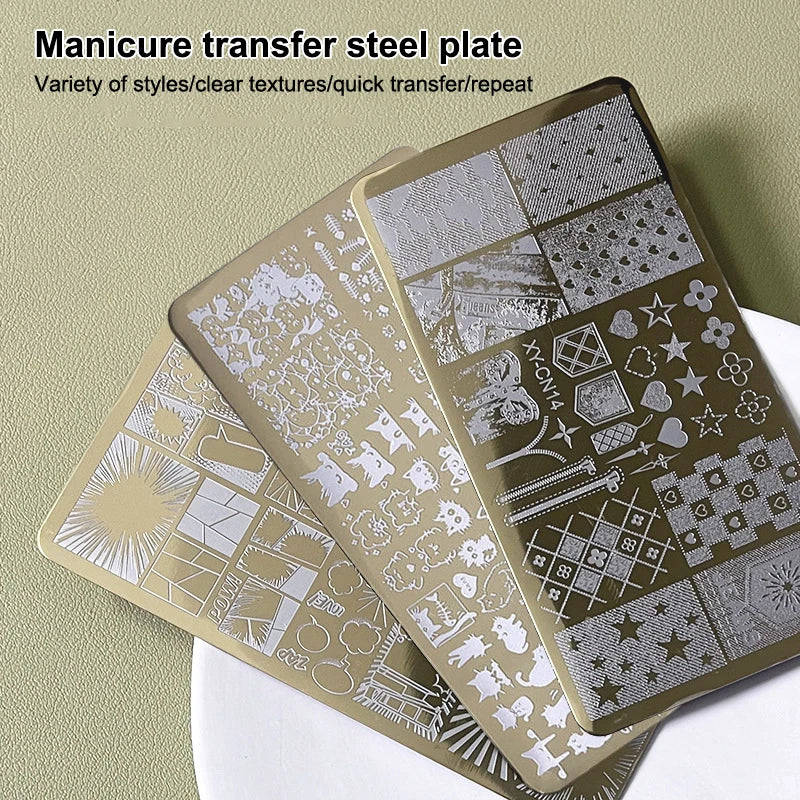 12x6cm Golden Rectangular Nail Stamping Plate Bowknot Butterfly Qme
