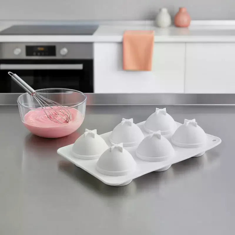 6 Cavity Peach Silicone Cake Baking Mold for Chocolate Mousse Ice Cream Jelly Pudding Pastry Dessert Bread Soap Decorating Tools Qme