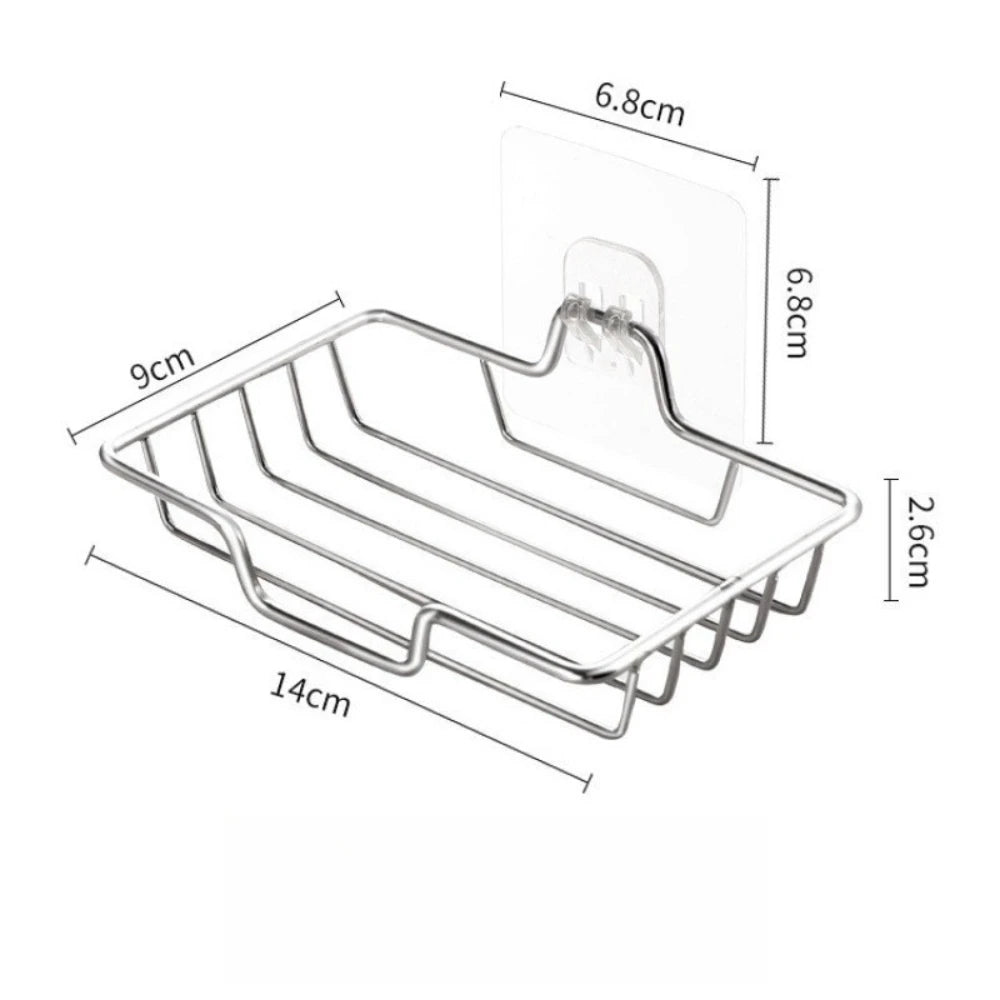 Self Adhesive Stainless Steel Soap Dish 1/3/5Pcs Wall Mounted Soap Drain Rack Bathroom Shower Soap Holder Storage Organizer Qme