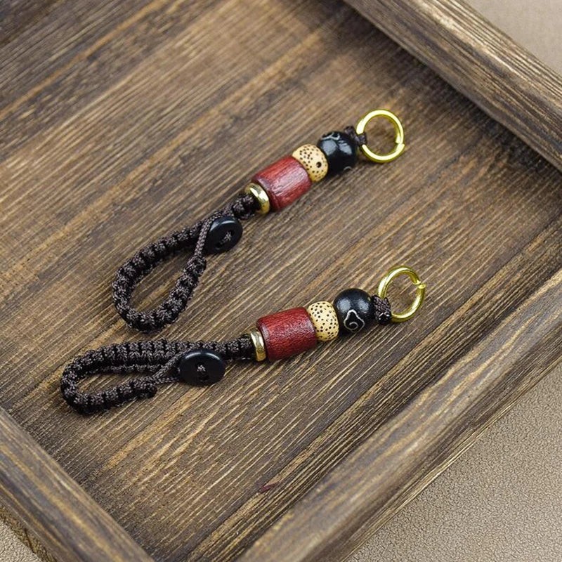 Lanyard Braided Rope Keychain DIY Xiangyun Keyring Sandalwood Pendant Qme