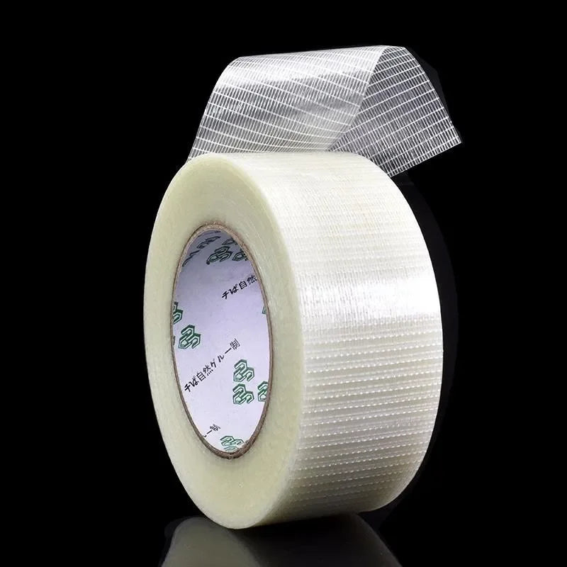 25M Grid Fiber Tape Toy Airplane Model Super Strong Mesh Single-Sided Tape Wear-Resistant Glass Fiber Strong Reinforced tape Qme