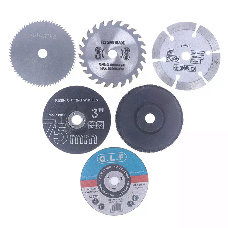 7Pcs 75mm Cutting Disc For Hole Angle 10mm Circular Saw Blade Sander Sanding Tool Tile Wood Metal Cutting Disc Qme