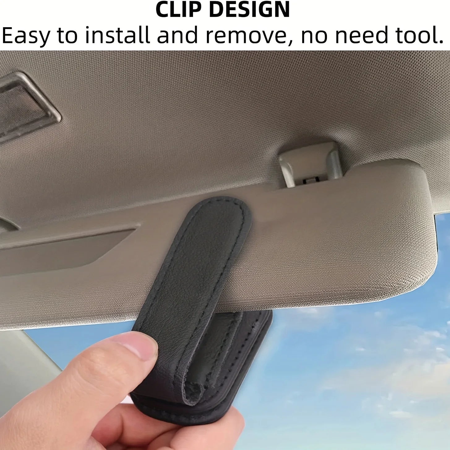 4pcs Sunglasses Holders For Car, Magnetic Genuine Leather Sunglasses Clip For Car Visor, Car Interior Visor Accessories Qme