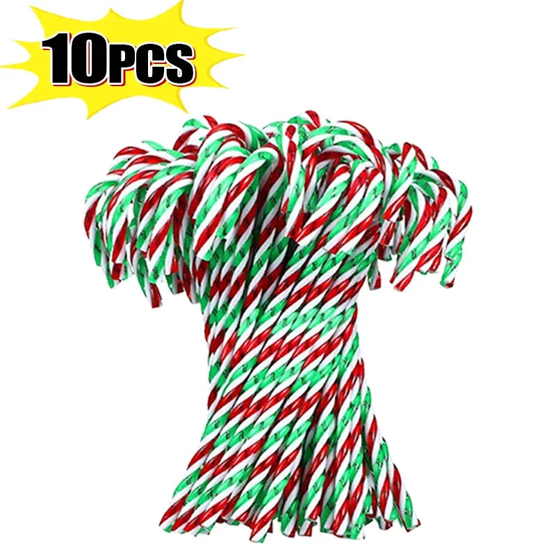 Christmas Candy Canes Xmas Tree Acrylic Crutch Hanging Pendant Ornaments New Year Party Home Decoration Kids Toy Gifts 10/20Pcs Qme Green- 10PCS