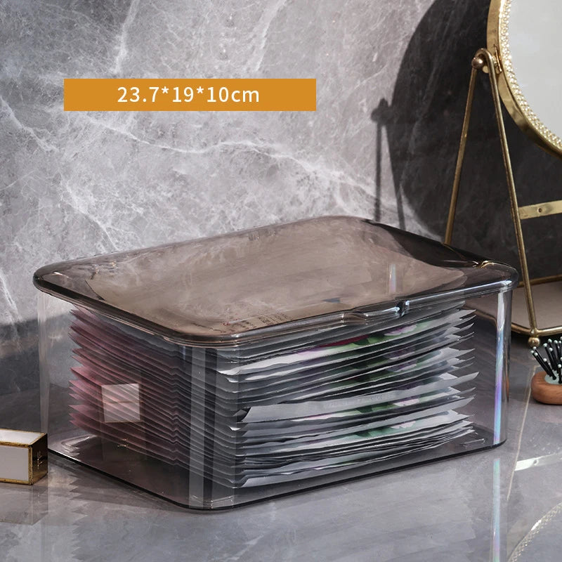 Lid Jewelry Make Up Organizer Home Desktop Storage Box Transparent Qme Gray