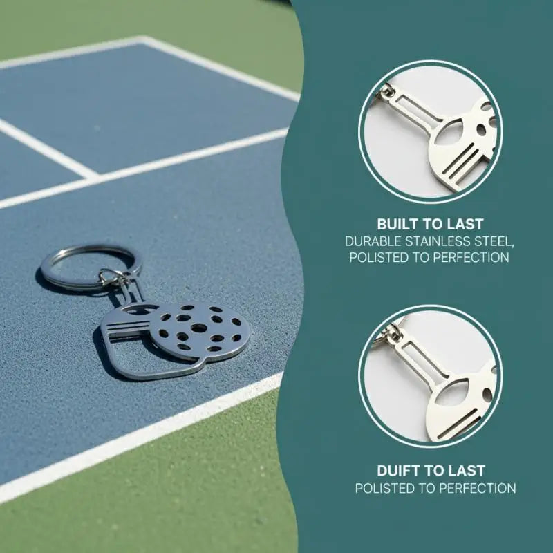 Pickleball Racket Keychain Pendant Team Sports Player Fans Stainless Steel Jewelry Women Men Gifts Qme