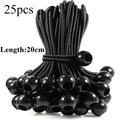 25pcs Heavy Duty Ball Bungee Cords - Perfect For Shelter, Gazebo, Camping, Tent, Cargo, Yard & More! Qme black