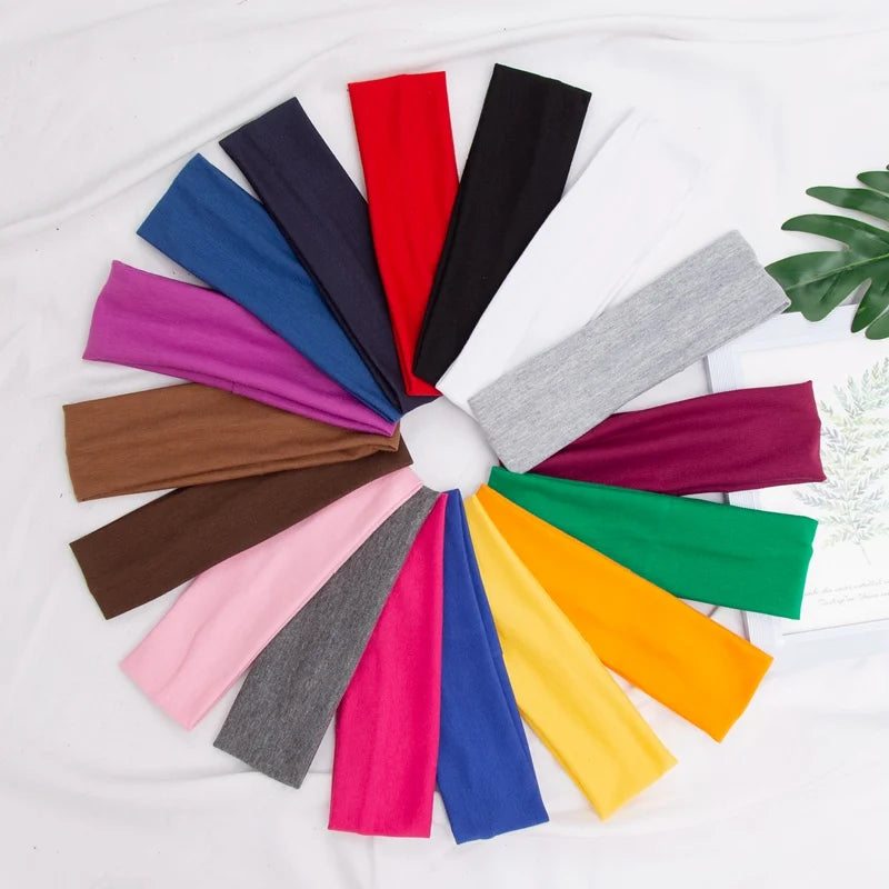 Cotton Solid Sports Headbands Gym Running Yoga Sweat Hair Bands Qme