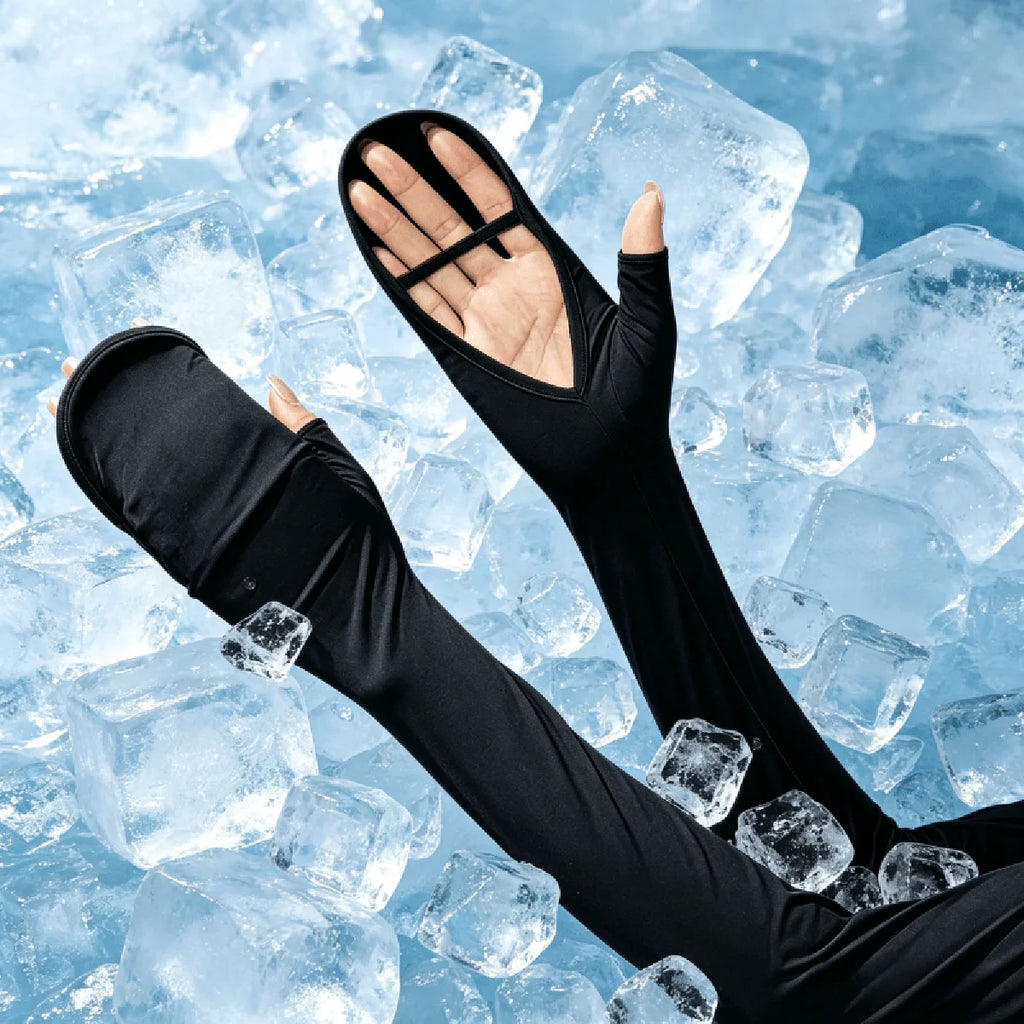 Summer Sunshade Sleeves Ice Cold Unisex Sensitive Fabric Design Cool Qme black