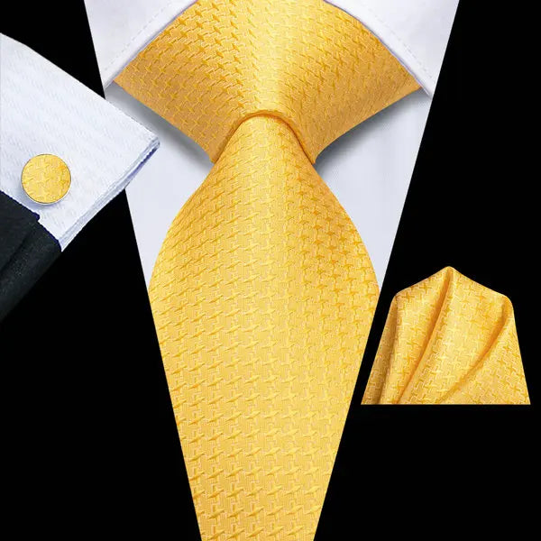 Professional Mens 3-Piece Suit Set: Necktie, Pocket Square & Cufflinks, Classic Design for Wedding Qme DPTH-LDSN3886