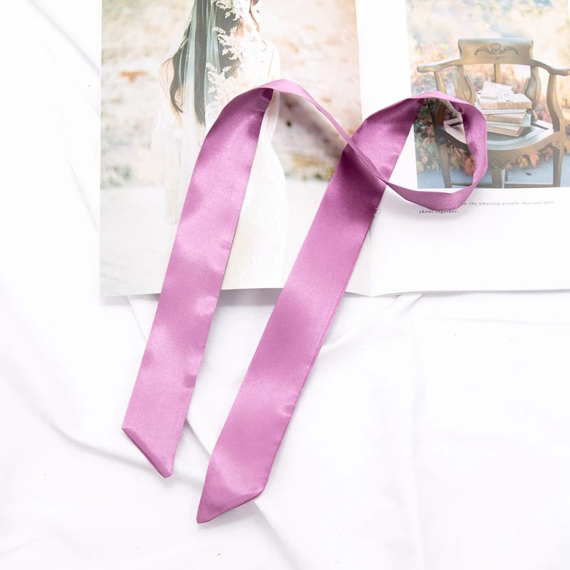Long Bag Scarf Women Hair Band Lady Accessories Solid Skinny Scarves Qme plum length 100cm