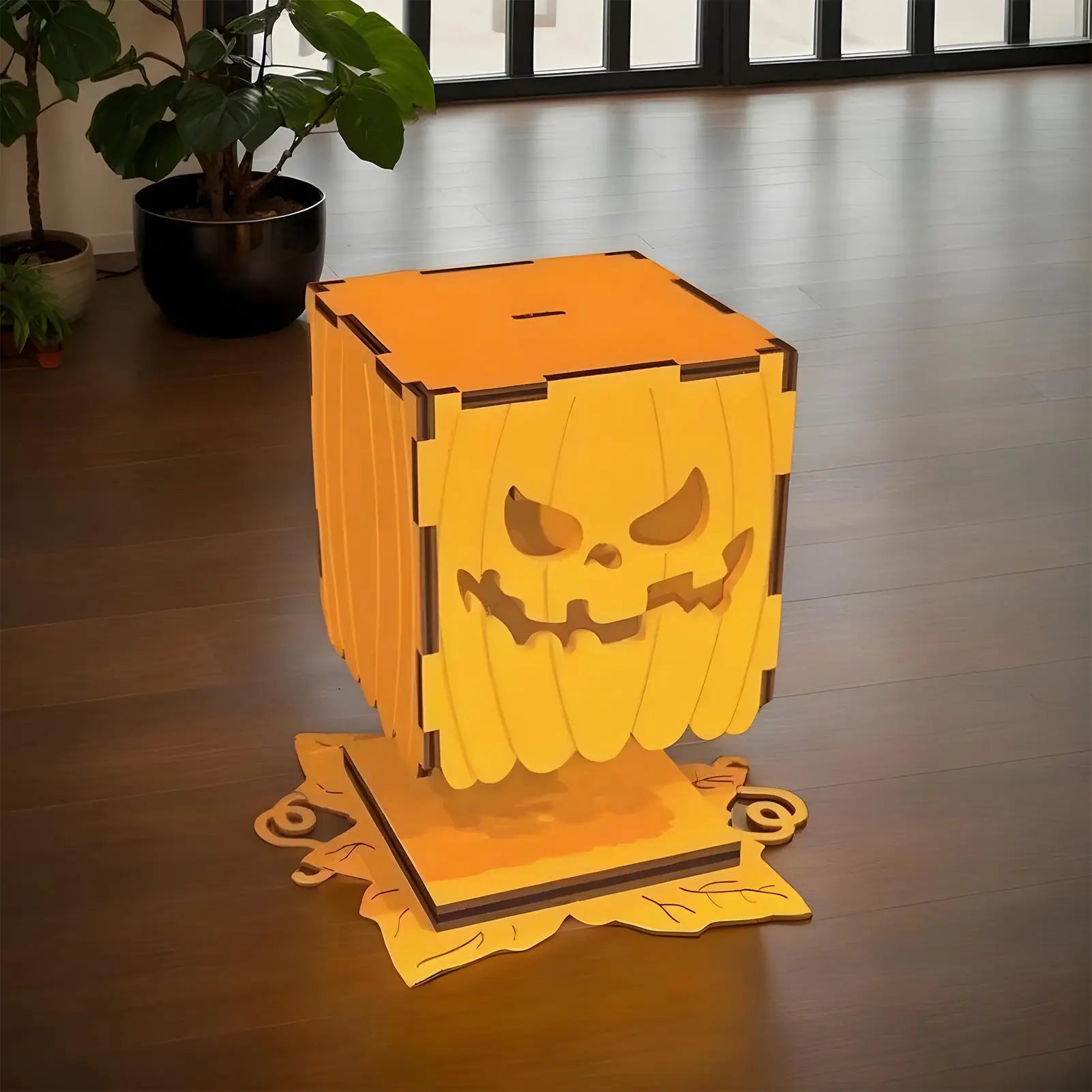 Halloween Pumpkin Light Festival Atmosphere Lamp Ornament Wooden Halloween Pumpkin Light Decoration for Porch Bedroom Garden Qme