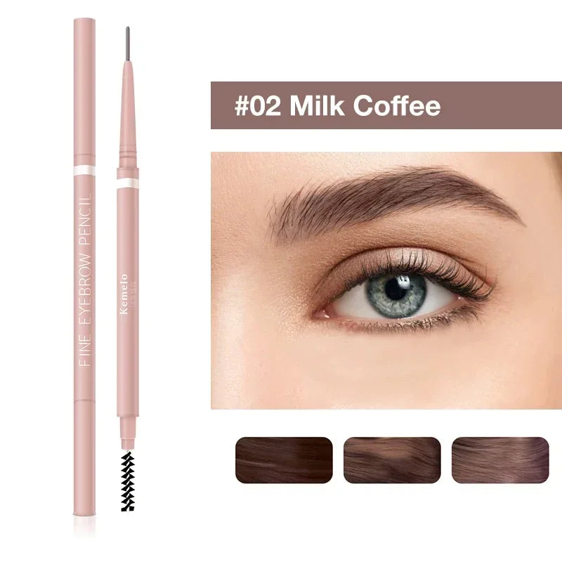 1PC 1.5mm Ultra Fine Double-Ended Eyebrow Pencil Waterproof Sweat-proof Long Lasting Professional Eye Makeup For Women Qme X2 Milk coffee