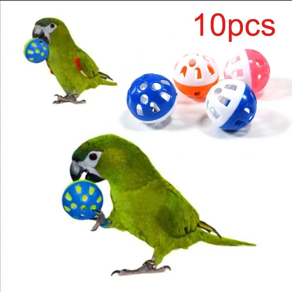 Pet Parrot Toy Colorful Hollow Rolling Bell Ball Bird Parakeet Qme