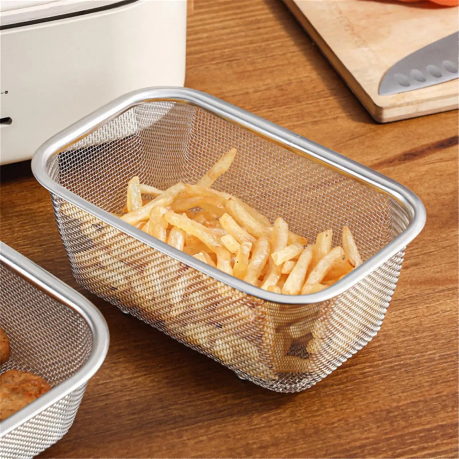 Rectangle Colander Basket Stainless Steel Wire Fine Mesh Strainer Qme