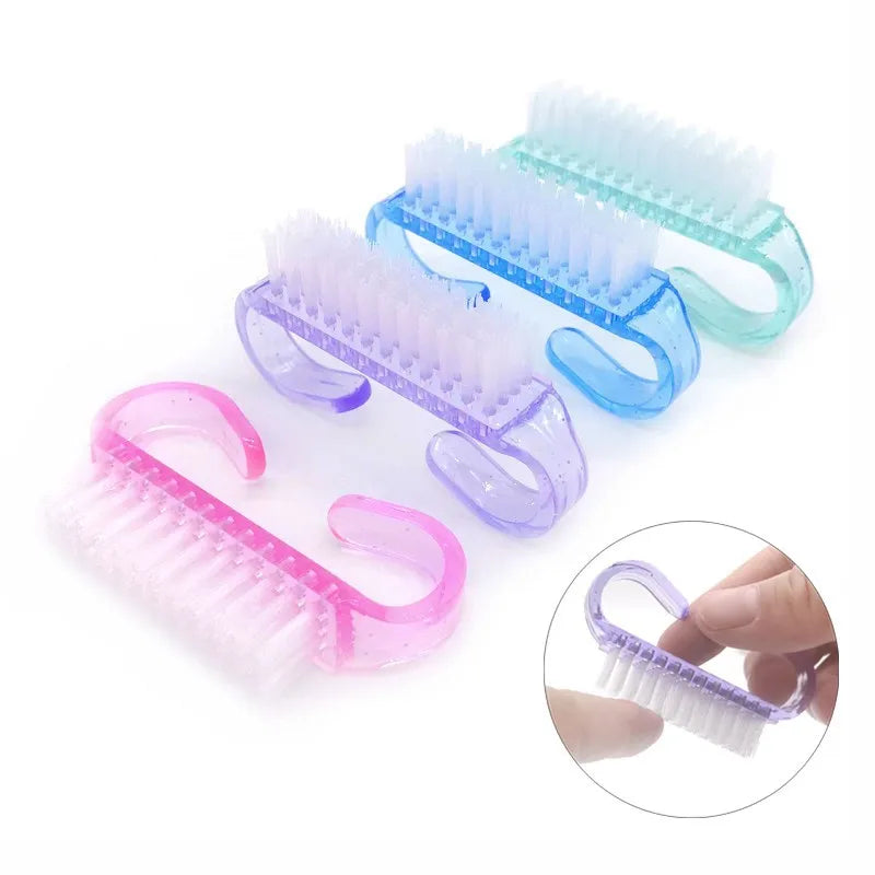 10 Handle Grip Nail Brush Soft Remove Dust Lot Plastic Cleaning Tool Qme Mix Colors 10pcs