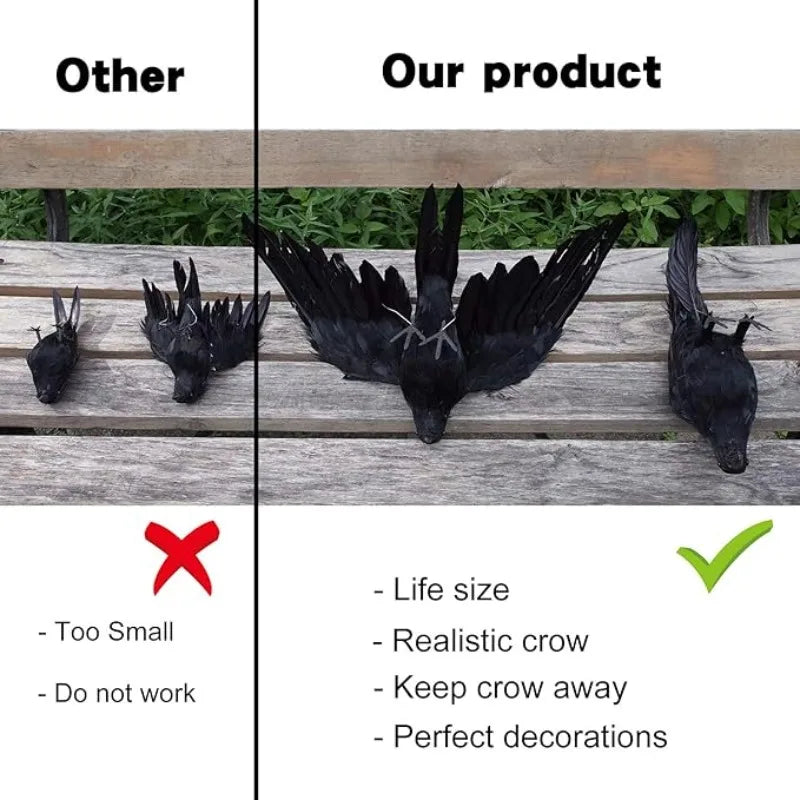 Black Feathered Crows Lifelike Simulation Artificial Crow Raven Model Qme