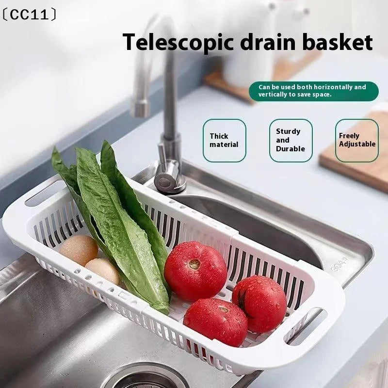 CC11 Retractable Sink Drain Rack Plastic Dish Chopsticks Household Qme