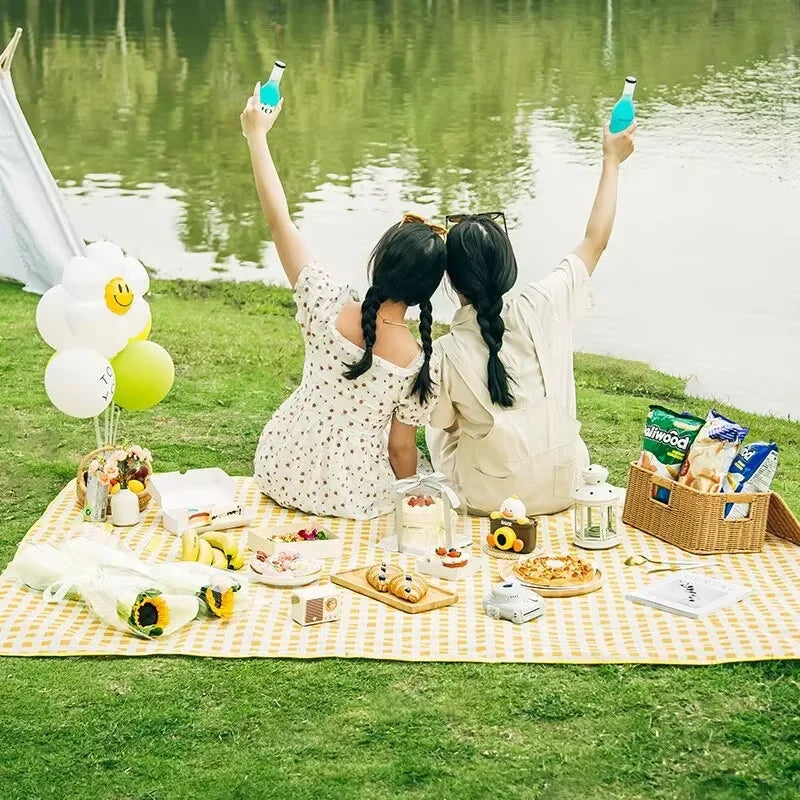 Outdoor Picnic Mat with Carrying Handle Thickened Waterproof Moisture-proof Mat Portable Mat Qme