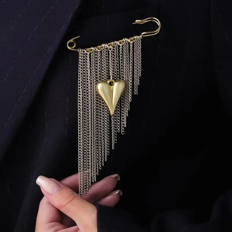 New Multi-Functional Chain Tassel Brooches Handmade Adjustable Clothes Accessory Detachable Beaded Chain Pin Women Qme Default Title