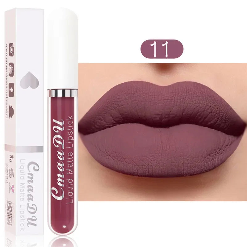 6 Colors/Set Fashion Matte Lip Gloss Sets Natural Moisturize Waterproof Lasting Velvet Sexy Red Liquid Lipstick Beauty Cosmetic Qme 11