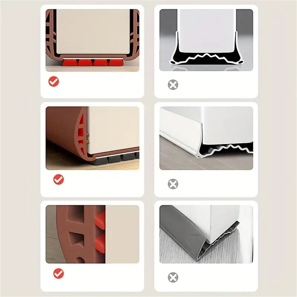 1-4pcs PVC Door Bottom Sealing Strip with Brush Multiple Dustproof Soundproof Washable Weather Strip Snap-In Mount Stripping Qme