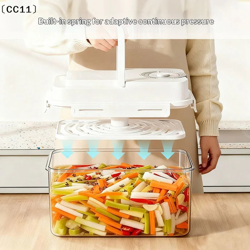 Plastic Pickle Jar Press Plate Leakproof Kitchen Organizer Bin Qme