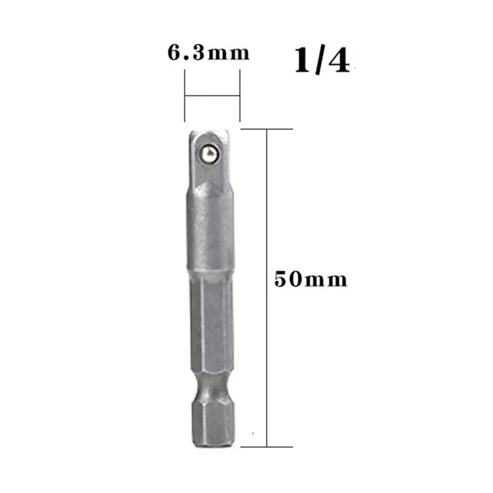 1/4pcs Socket Adapter Power Drill Square Head For Screwdriver Head Drill Bit Shank Extension Nut Driver Sockets Power Tools Part Qme 50mm