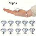 Diamond Crystal Cabinet Knobs, Clear Glass Drawer Pull Handles With Screws For Dresser Wardrobe Cupboard Qme 10pcs