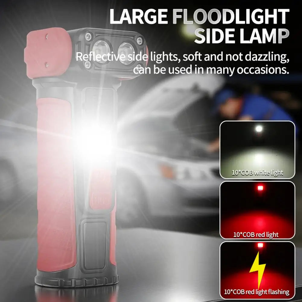 Mini Portable COB Work Light with Rotatable Lamp Head Magnetic Suction Type-C Fast Charging Multi Function Clip Waterproof Qme