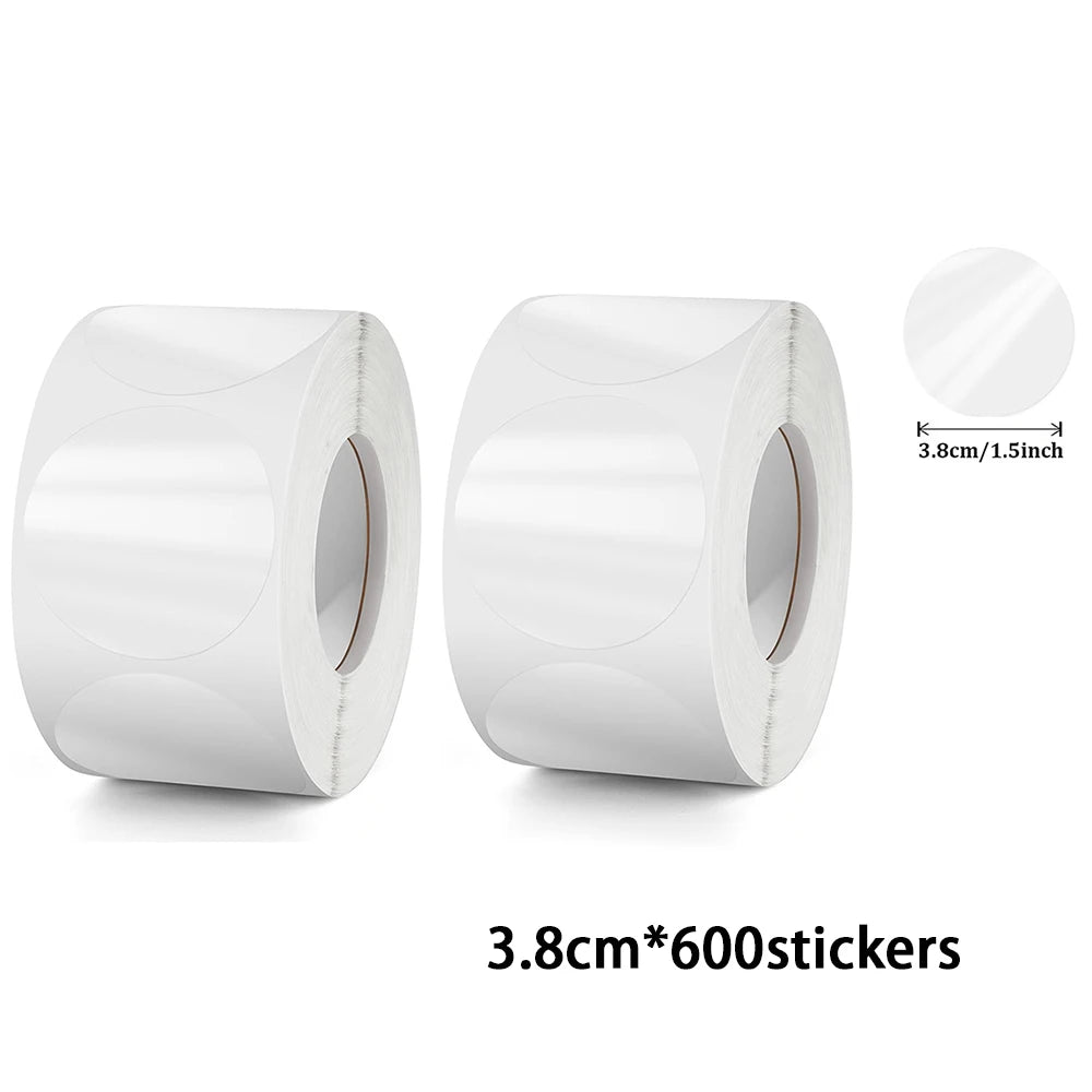 300-1000 Stickers Crystal Clear Transparent 1"/1.5" Round PVC Stickers, Envelope TabSealer And Retail Package Clear Seal Labels Qme 3.8cm 600 pcs