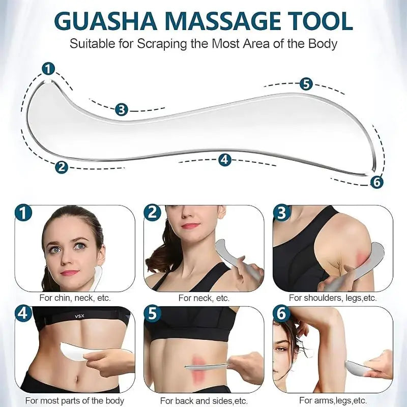 Stainless Steel Gua Sha Massage Tool Ergonomic Scraping Massager Post Qme