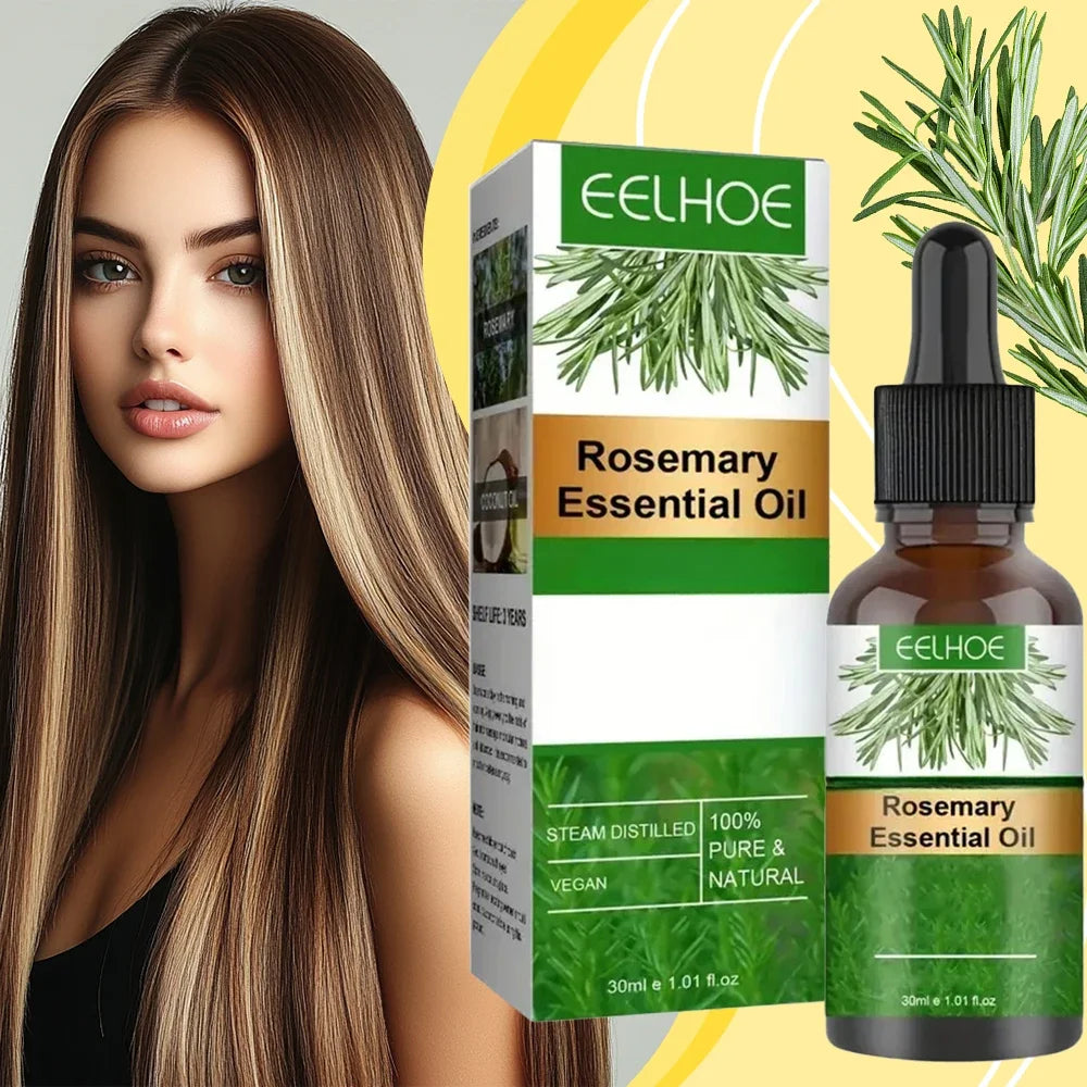 Natural Rosemary Hair Growth Essential Oil Strengthening Nourishing Moisturing Softening Luster Shiny Hair Care Healthy Qme