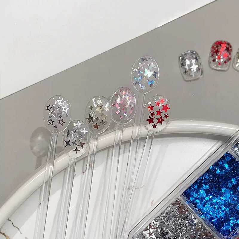 12-grid Star Butterfly Starburst Mixed Nail Art Glitter DIY Qme