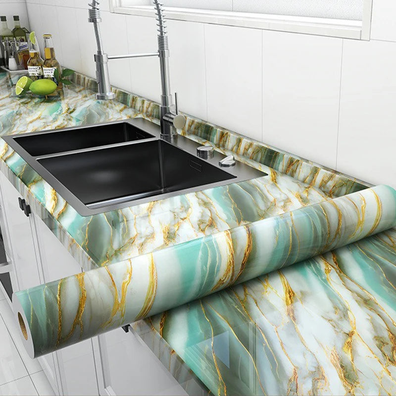 DIY 55cm Marble Self-adhesive Wallpaper Bathroom Kitchen Dining Room Cabinet Countertop Wall Sticker Waterproof And Mildew Proof Qme C 55cmX10m
