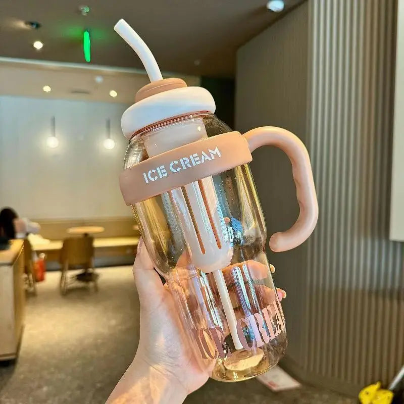 Cute Portable Children's Plastic Cup Leakproof Straw Sports Water Qme A4 1300ml
